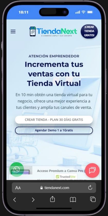 TiendaNext en móvil