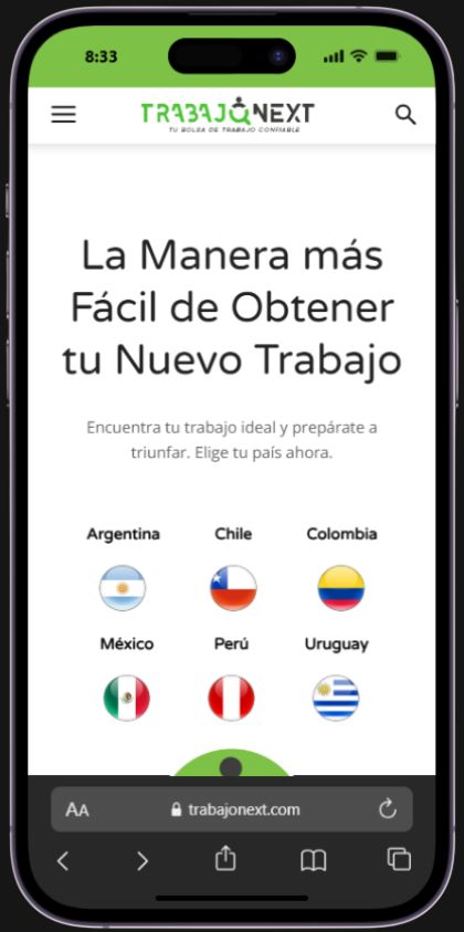 TrabajoNext en móvil